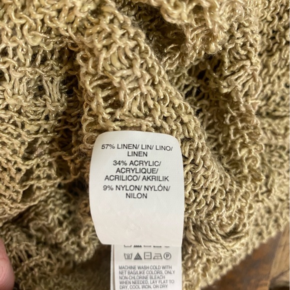 Lucky Brand Gold Loose Knit Boho Bohemian Crew Neck Sweater size Large EUC - Picture 10 of 11